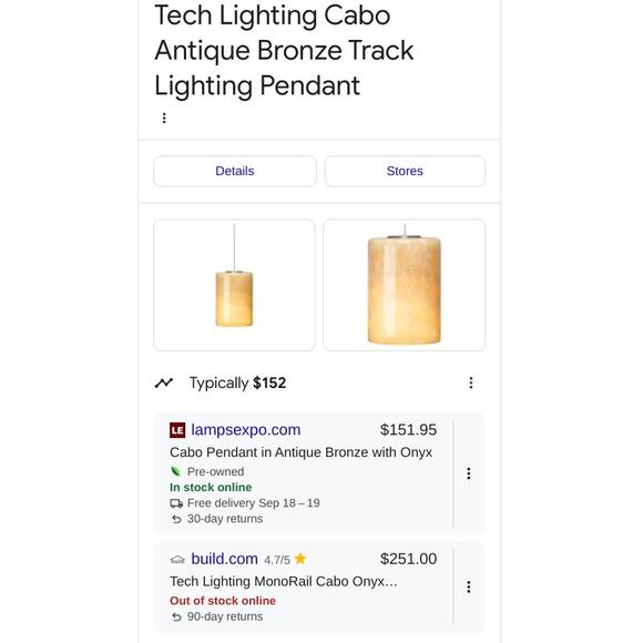 Visual Comfort Tech Lighting Cabo Pair of Pendants & Pair Heads Track Lighting - Picture 4 of 13